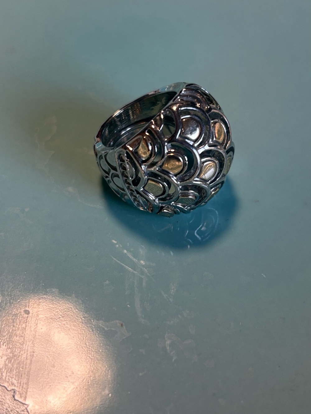 Silver Openwork Dome Ring - Women's Statement Jewelry
